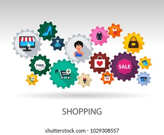 Shopping flat icon concept. Vector illustration. Element template for design.