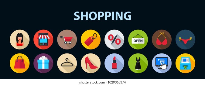 Shopping flat icon concept. Vector illustration. Element template for design.