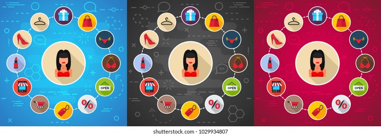 Shopping flat icon concept. Vector illustration. Element template for design.