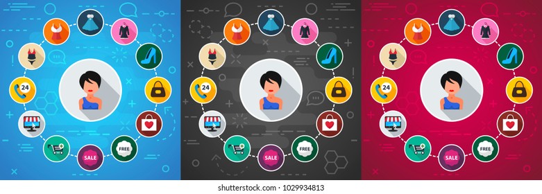 Shopping flat icon concept. Vector illustration. Element template for design.