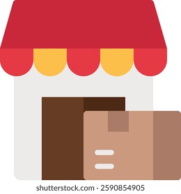 Shopping flat Icon for Consumer Purchases. Retail shopping activity, buyer experience symbol, marketplace illustration