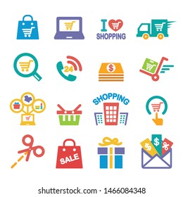 shopping flat icon.set of design element.