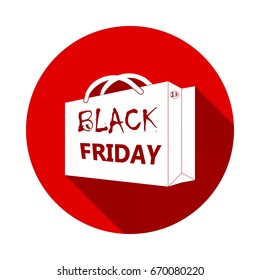 Shopping flat icon. Isolated on red background with long shadow