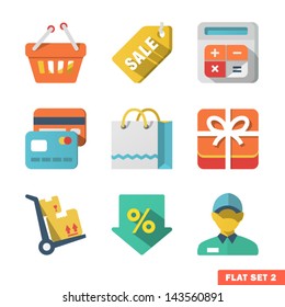 Shopping Flat icon set for Web and Mobile Application.