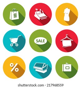 Shopping flat icons collection