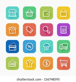 Shopping Flat Icons with Long Shadow - Vector illustration