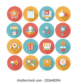 Shopping flat icons set