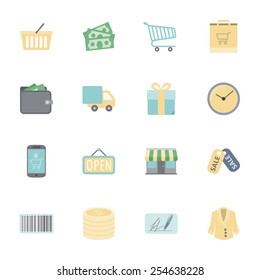Shopping flat icons set illustration graphic design
