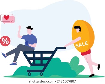 shopping flat illustration vector, e commerce illustration