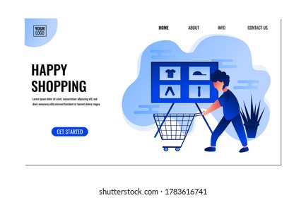 Shopping flat illustration.Concept of landing page.Vector design template isolated.