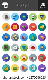 Shopping Flat Long Shadow Icons