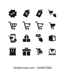 Shopping flat vector icon set