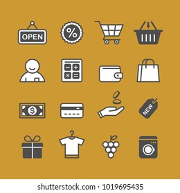 Shopping flat vector icons set. Shopping spree flat vector icons set. In a store flat vector icons set. In a shop flat vector icons set