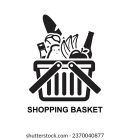 Shopping food basket icon isolated on background vector illustration.