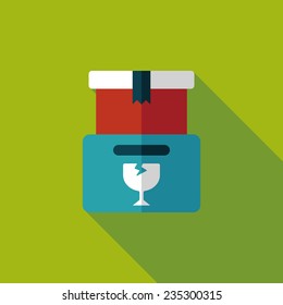 shopping FRAGILE box flat icon with long shadow,eps10