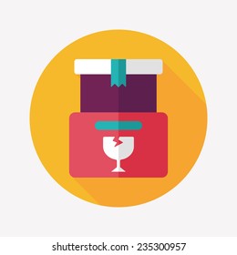 shopping FRAGILE box flat icon with long shadow,eps10
