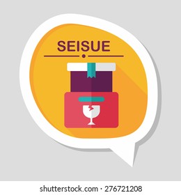 shopping FRAGILE box flat icon with long shadow,eps10
