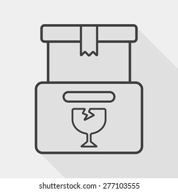 shopping FRAGILE box flat icon with long shadow, line icon