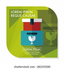 shopping FRAGILE box flat icon with long shadow,eps10
