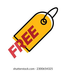 Shopping free price tag label yellow outline ecommerce Icon button