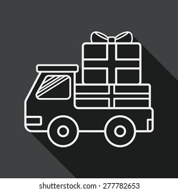 shopping freight transport flat icon with long shadow, line icon