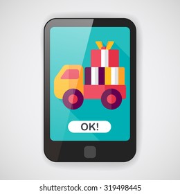 shopping freight transport flat icon with long shadow,eps10