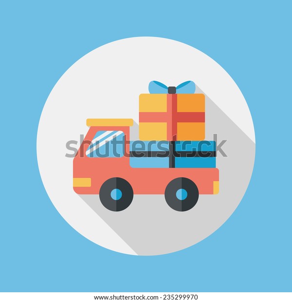 shopping freight transport flat icon with\
long shadow,eps10