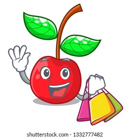 Shopping fruit cherry above wooden character table