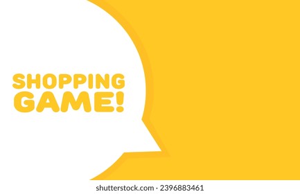 Spielblase beim Einkaufen. Flat, gelb, Nachrichtenblase, Shopping-Spiel-Symbol. Vektorgrafik