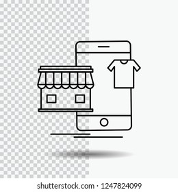 shopping, garments, buy, online, shop Line Icon on Transparent Background. Black Icon Vector Illustration