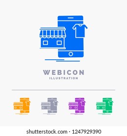 shopping, garments, buy, online, shop 5 Color Glyph Web Icon Template isolated on white. Vector illustration