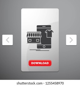 shopping, garments, buy, online, shop Glyph Icon in Carousal Pagination Slider Design & Red Download Button