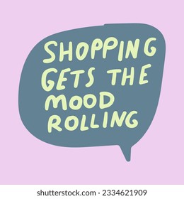 Las compras hacen que el ánimo cambie. Diseño gráfico sobre fondo rosado.