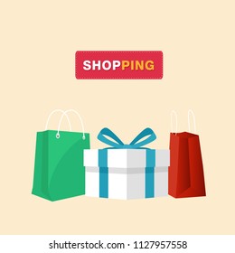 Shopping Gift Box Shopping Bag Background Vector Image
