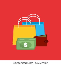 shopping gift box money vector illustration graphic design
