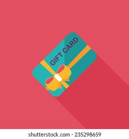 shopping gift card flat icon with long shadow,eps10