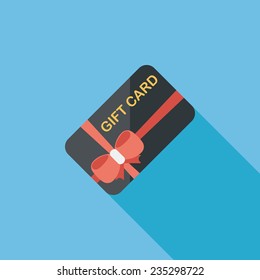 shopping gift card flat icon with long shadow,eps10