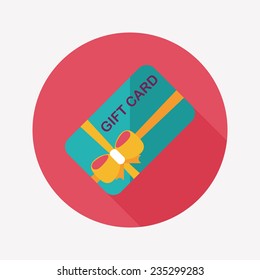 shopping gift card flat icon with long shadow,eps10