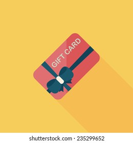 shopping gift card flat icon with long shadow,eps10