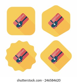 shopping gift card flat icon with long shadow,eps10