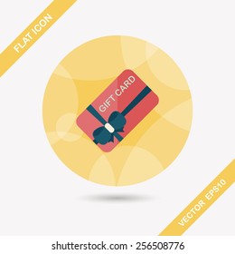 shopping gift card flat icon with long shadow,eps10