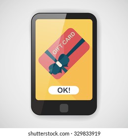 shopping gift card flat icon with long shadow,eps10