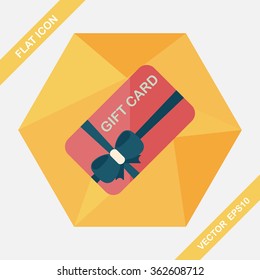 shopping gift card flat icon with long shadow,eps10