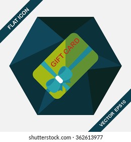 shopping gift card flat icon with long shadow,eps10