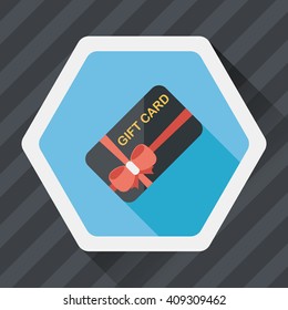 shopping gift card flat icon with long shadow,eps10