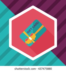 shopping gift card flat icon with long shadow,eps10