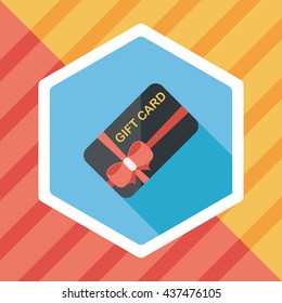 shopping gift card flat icon with long shadow,eps10