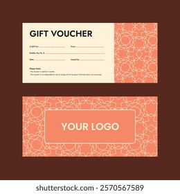 Shopping gift card template, vector illustration, voucher layout, front and back, voucher, gift certificate, coupon template, gift voucher, Template, discount coupon, ready-to-use, print-ready