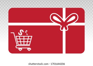 Shopping gift card vector flat icon on a transparent background