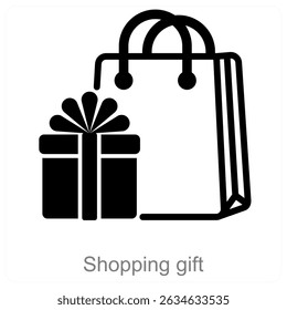 Diseño de concepto de icono de Vector de regalo de compras